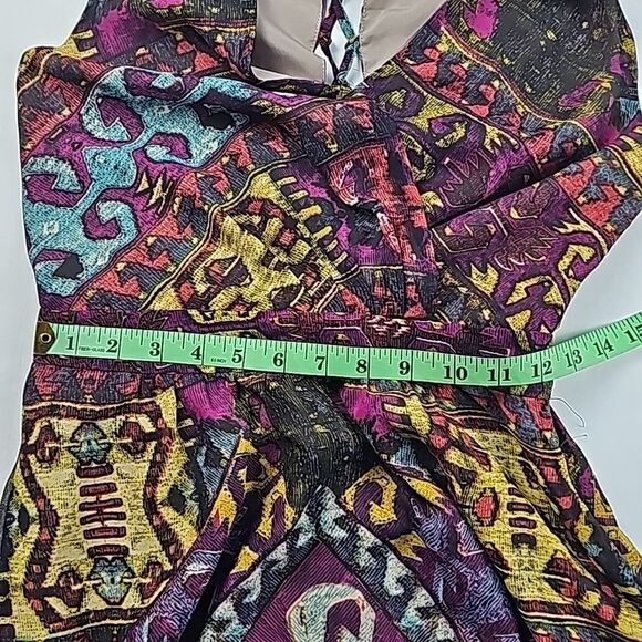 Addie Multicolor Vibrant Open Back Lace Up V-Neck Sleeveless Midi Dress Size S - Picture 8 of 8